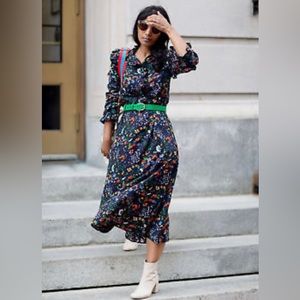 H&M Floral Midi Dress - Black with Multicolor Accents